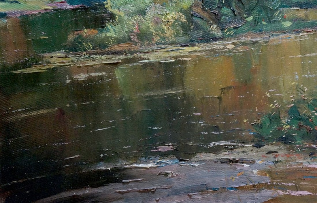 Oil painting Down the river - 2
