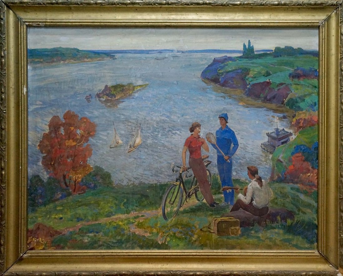 Oil painting Native Lednev V. I.: Title: Oil painting Native Lednev V. I. Description: NoVern 1670 *** ABOUT THIS PAINTING *** * TITLE: "Native" * ARTISTS: Lednev V. I. * SIZE: 70x90 cm/'27.55x35.43 inches', frame size: 83x104