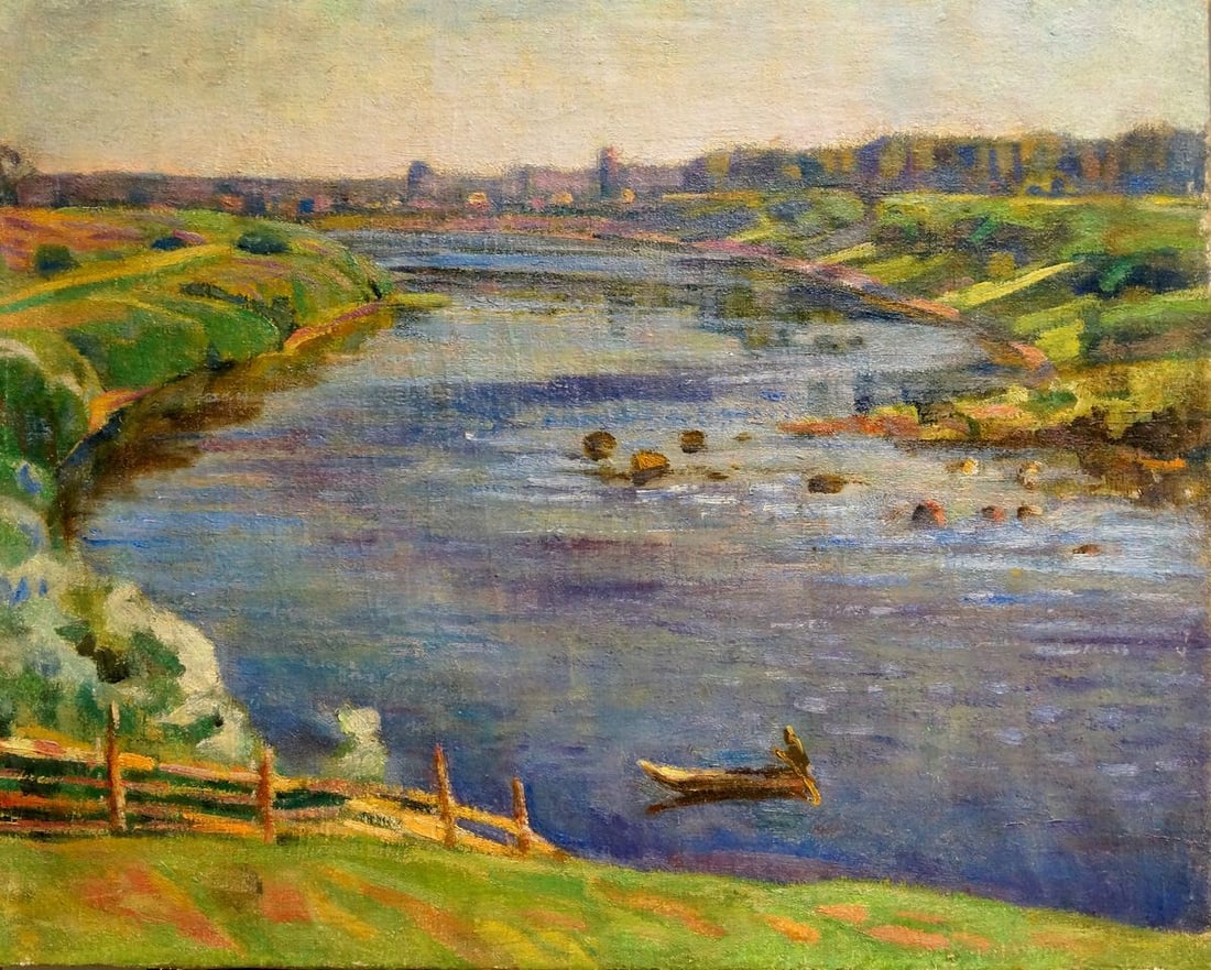 Oil painting River landscape Nevkrytyy D. N. (1 of 8)