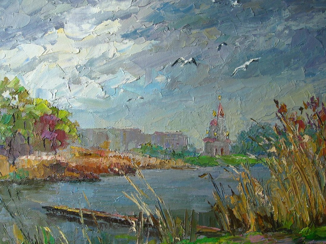 Oil painting Gulls over the river. Dry Kagamlyk / Serdyuk Boris Petrovich - 5