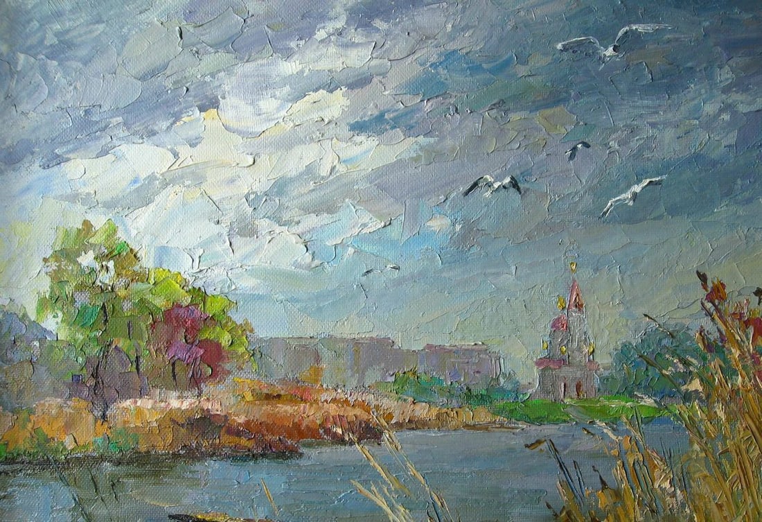 Oil painting Gulls over the river. Dry Kagamlyk / Serdyuk Boris Petrovich - 6