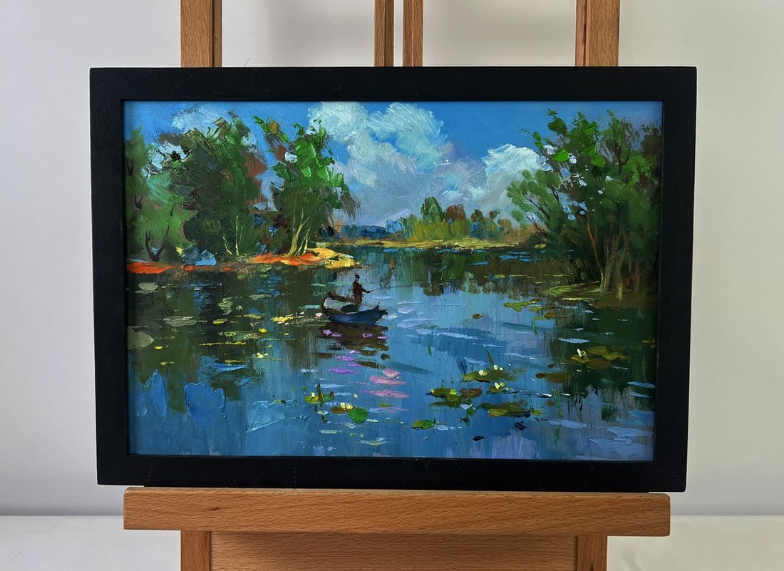 Oil painting River carries a boat through silence Yuriy Suprunchuk (1 of 10)