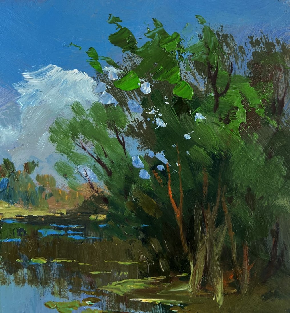 Oil painting River carries a boat through silence Yuriy Suprunchuk - 4