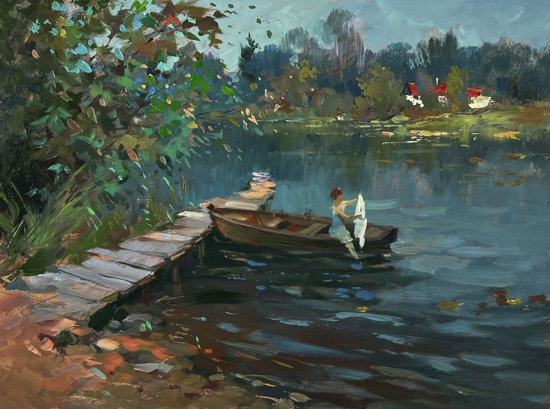 Oil painting Girl on a boat Yuriy Suprunchuk - 3
