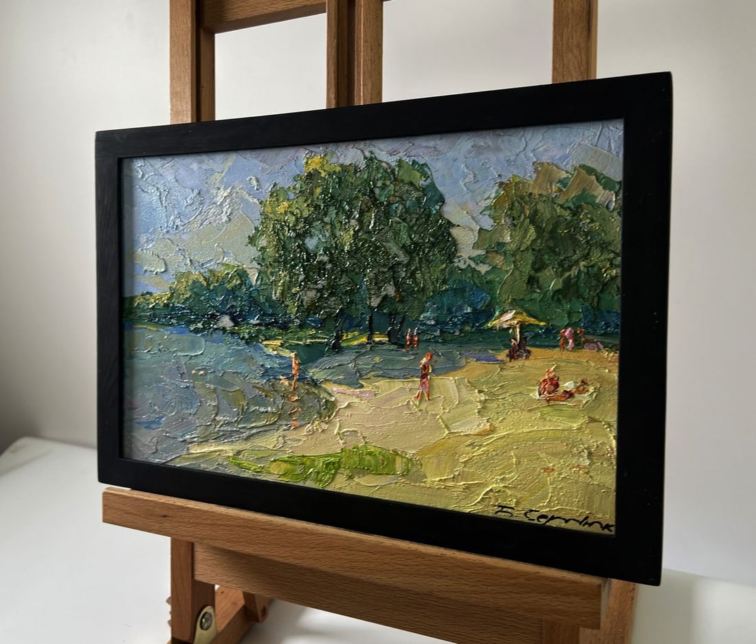 Oil painting People are relaxing on the river Boris Serdyuk - 2