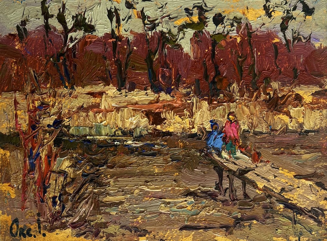 Oil painting On the autumn river Oksana Kalenyuk - 3