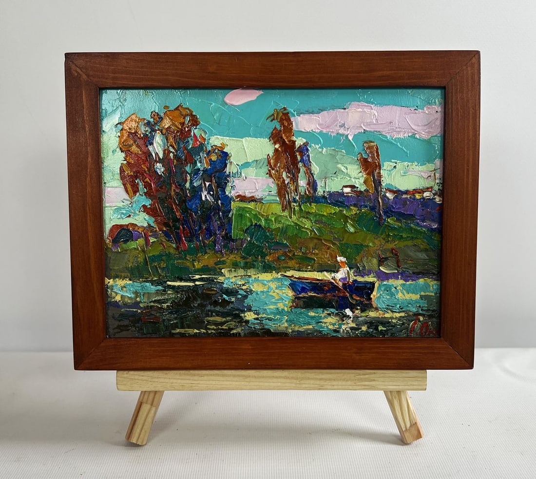 Oil painting Relaxation on the river Oksana Kalenyuk (1 of 8)