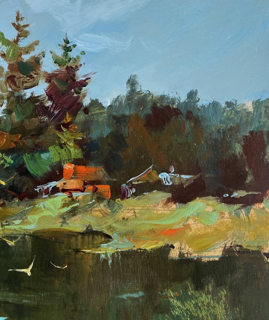 Oil painting A lonely boat by the river Yuriy Suprunchuk - 4