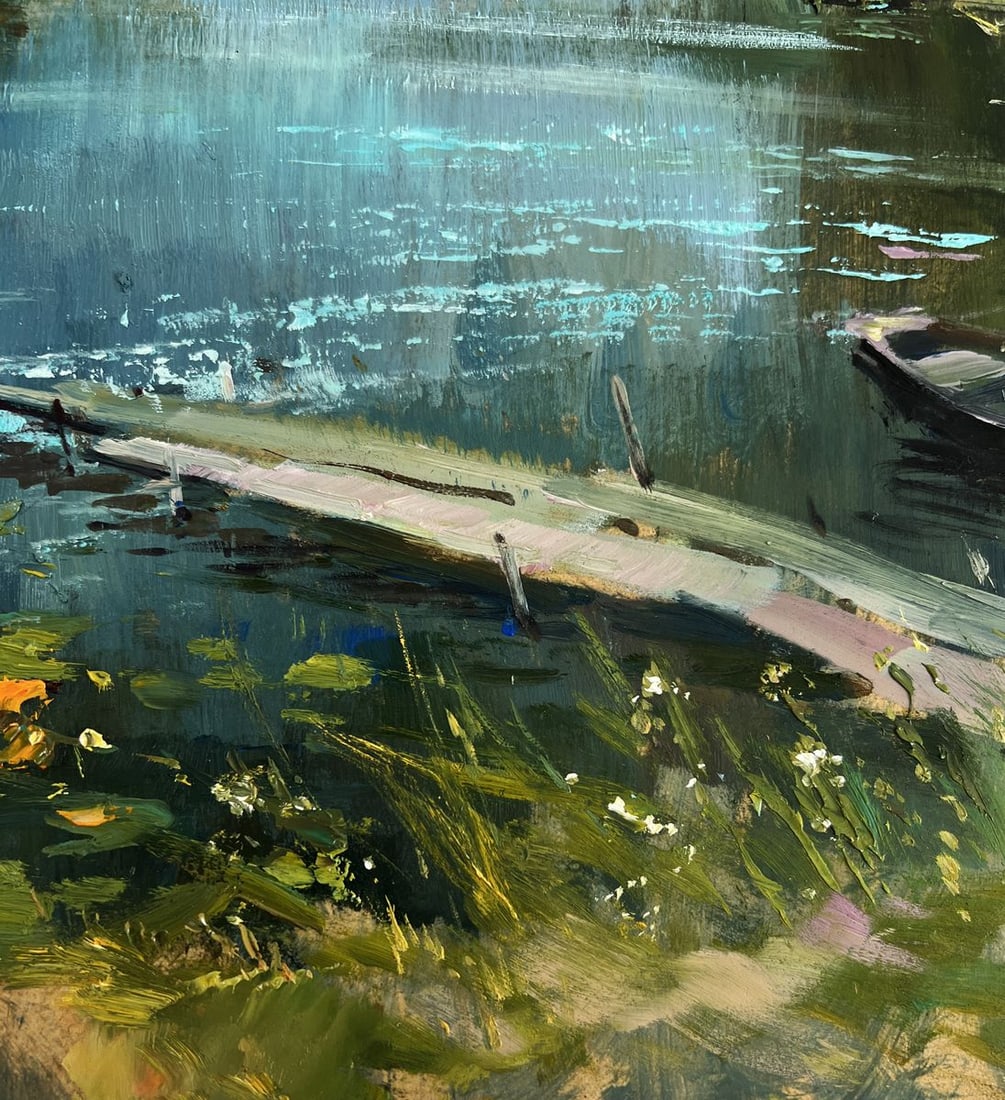 Oil painting A lonely boat by the river Yuriy Suprunchuk - 8