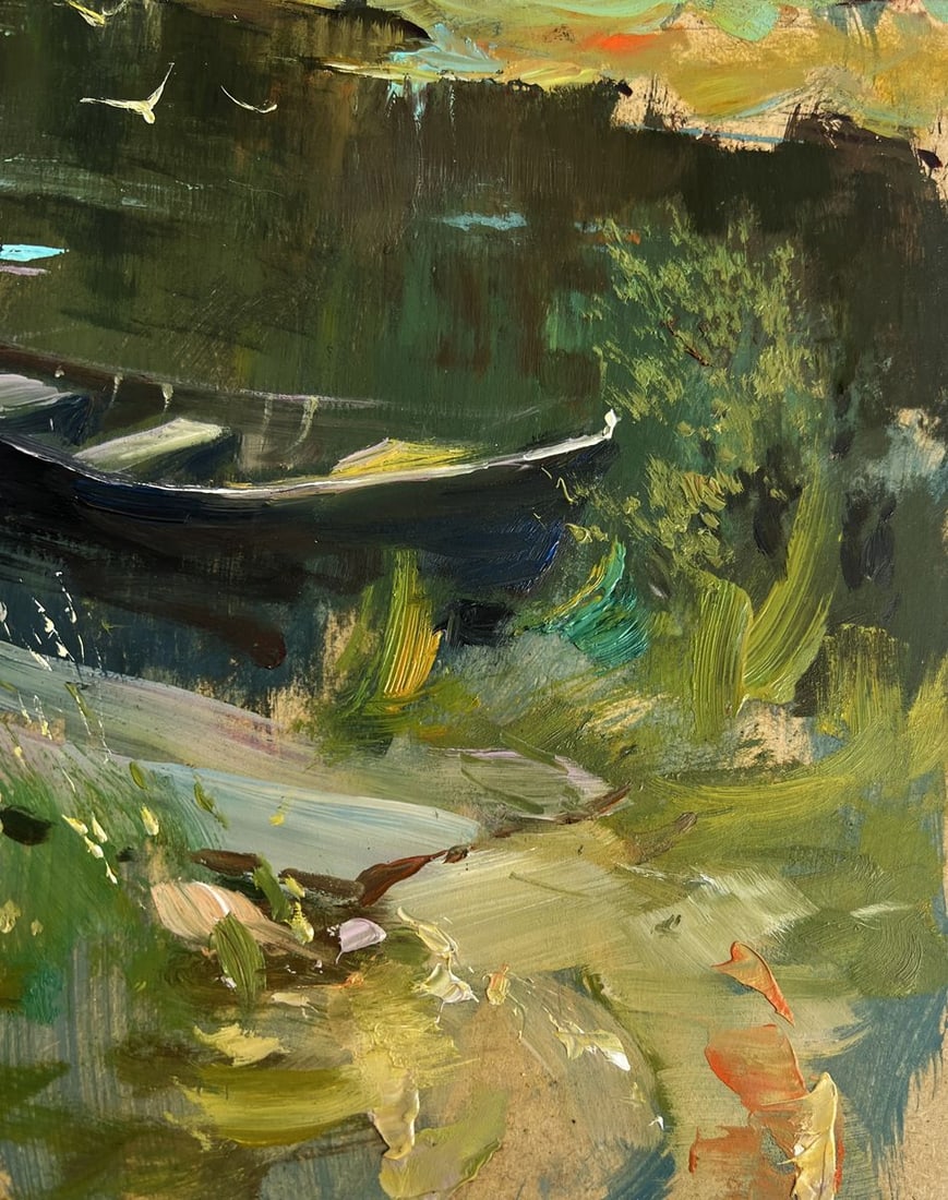 Oil painting A lonely boat by the river Yuriy Suprunchuk - 9
