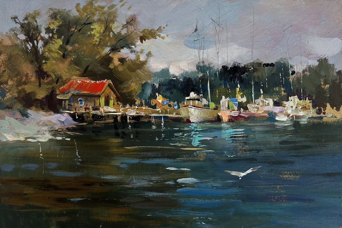 Oil painting Small yacht club Yuriy Suprunchuk - 3