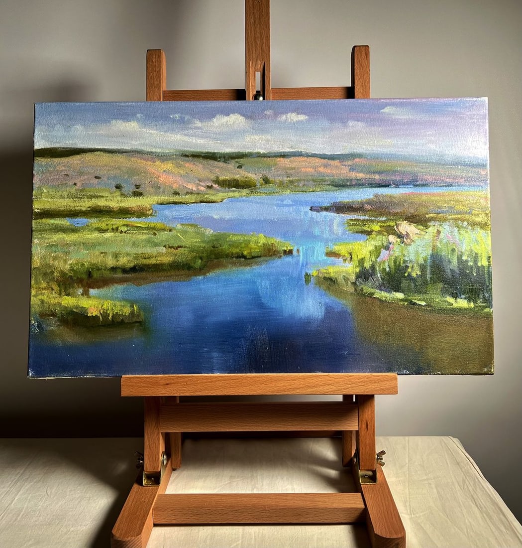 Oil painting Bright sunny summer day Tatyana Derdey: Title: Oil painting Bright sunny summer day Tatyana Derdey Description: NoAAA3663"Bright Sunny Summer Day" is an Oil painting on canvas that beautifully captures the essence of a tranquil summer