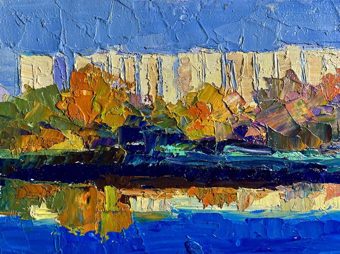 Oil painting Overlooking the city river Boris Serdyuk - 4