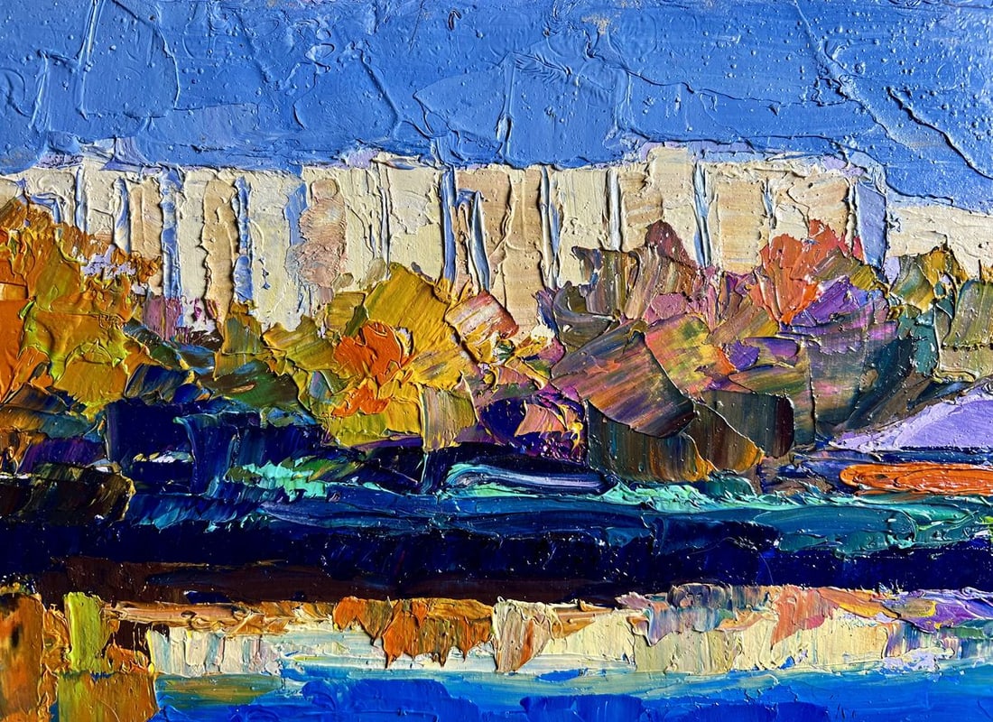 Oil painting Overlooking the city river Boris Serdyuk - 5