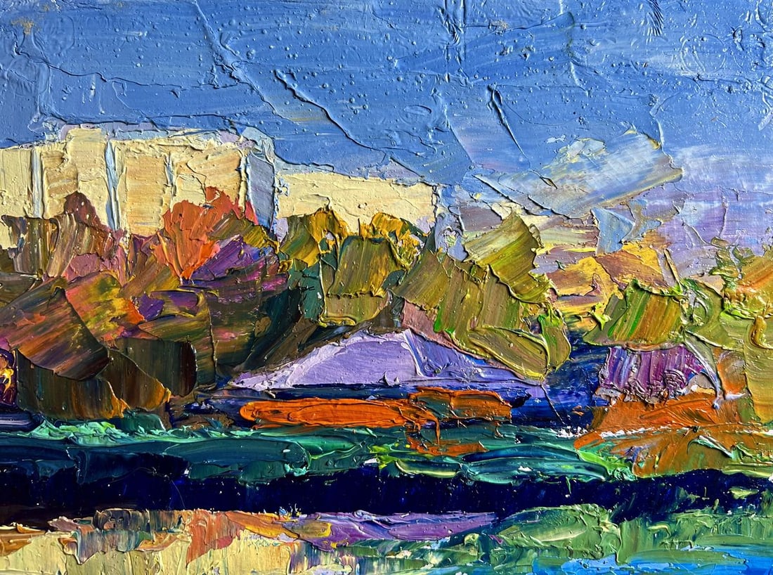 Oil painting Overlooking the city river Boris Serdyuk - 6