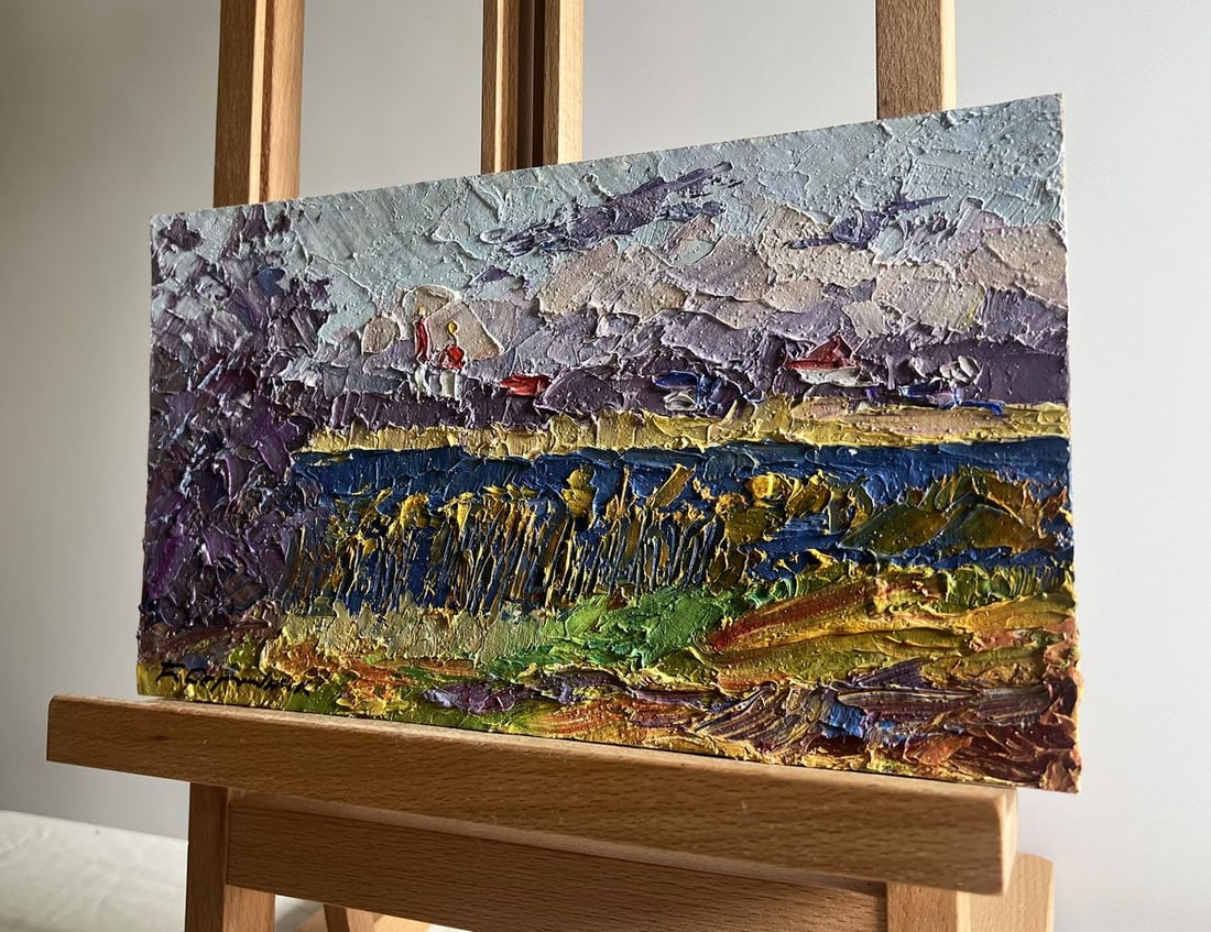 Oil painting River and golden field Boris Serdyuk - 2