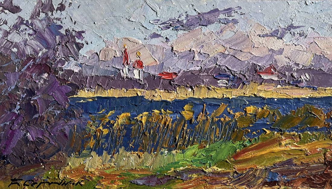 Oil painting River and golden field Boris Serdyuk - 3