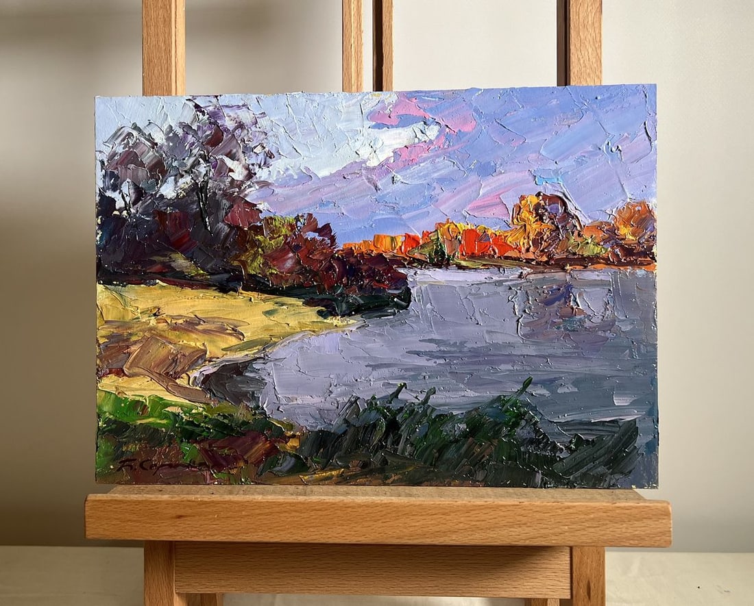 Oil painting The beauty of an autumn evening Boris Serdyuk: Title: Oil painting The beauty of an autumn evening Boris Serdyuk Description: NoAAA3776This oil painting cardboard, titled "The beauty of an autumn evening", the painting is expertly composed, drawin