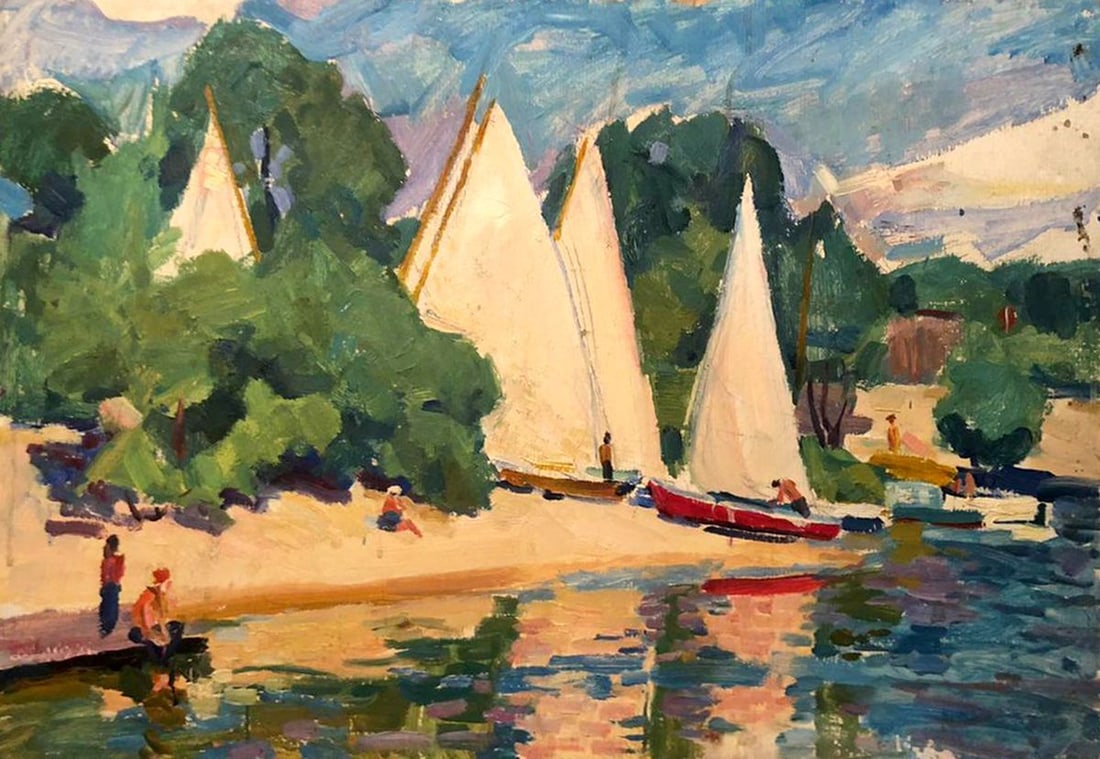 Oil painting Boats on the shore Glushchenko Nikolay Petrovich (1 of 7)