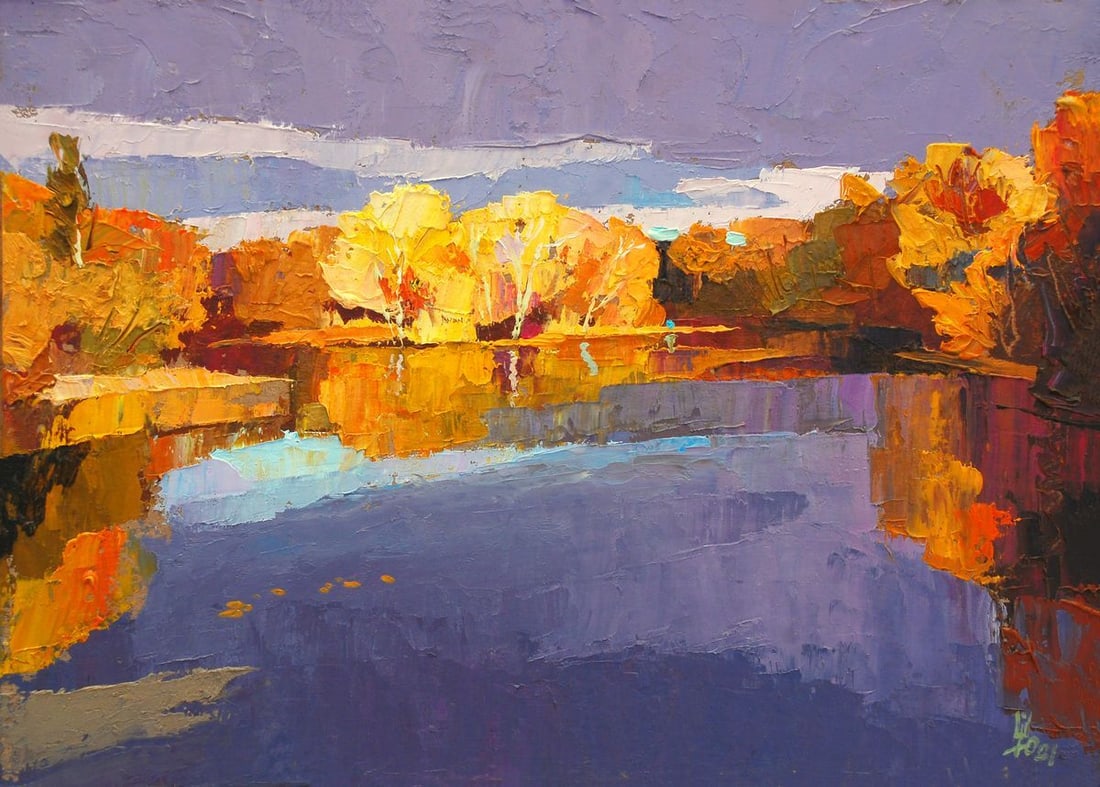 Oil painting Autumn on Psli Egor Ktpatunov: Title: Oil painting Autumn on Psli Egor Ktpatunov Description: NoSvash 73 *** ABOUT THIS PAINTING *** * TITLE: "Autumn on Psli" * ARTISTS: Egor Ktpatunov * SIZE: 24?33 cm/'9,44x12,99 inches' 