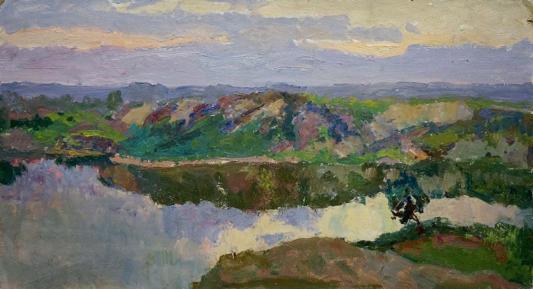 Oil painting Sunset by the river Kalatsyuk Yakov Alekseevich (1 of 8)