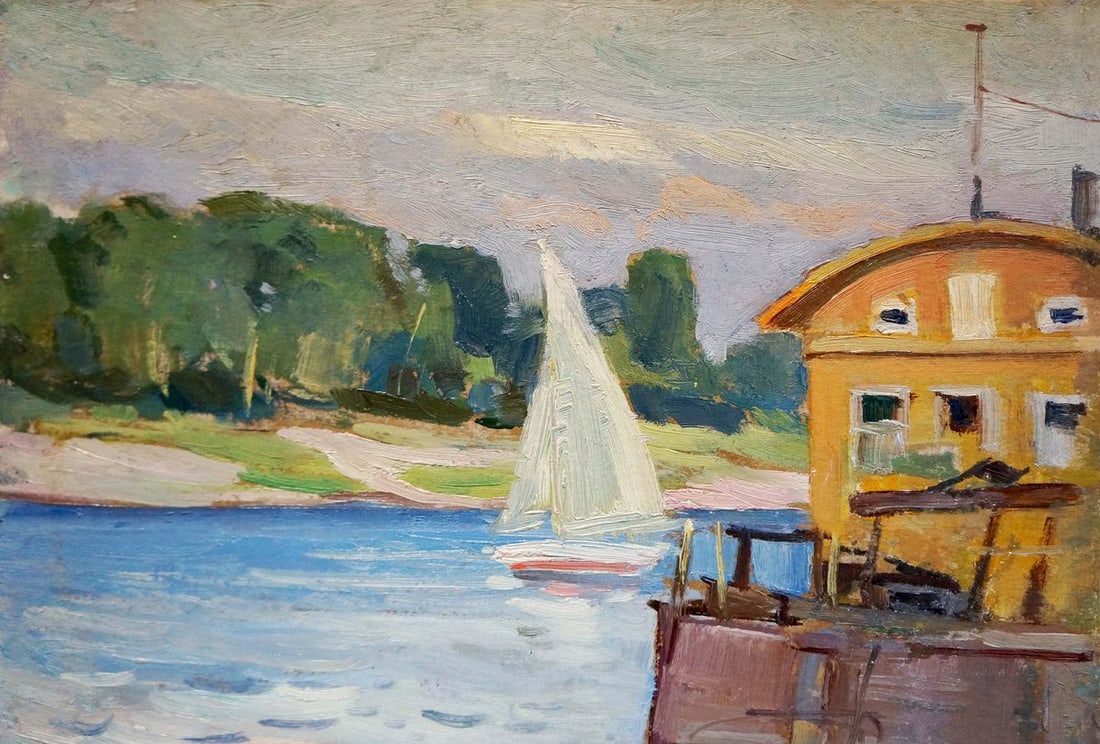 Oil painting Yacht Buryachok Nikolay Ivanovich: Title: Oil painting Yacht Buryachok Nikolay Ivanovich Description: NoVerns 537 *** ABOUT THIS PAINTING *** * TITLE: "Yacht" * ARTISTS: Buryachok Nikolay Ivanovich * SIZE: 26x35 cm/'10.23x13.77 inches'