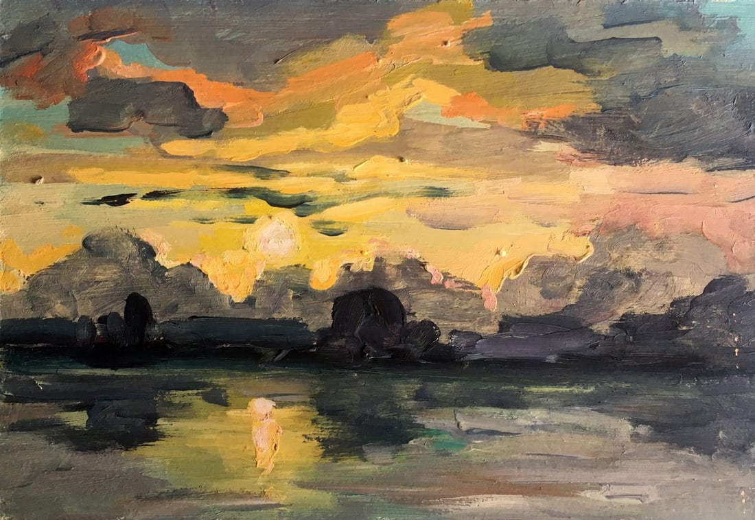 Oil painting Sunset on the river Svetlana Gramm (1 of 12)