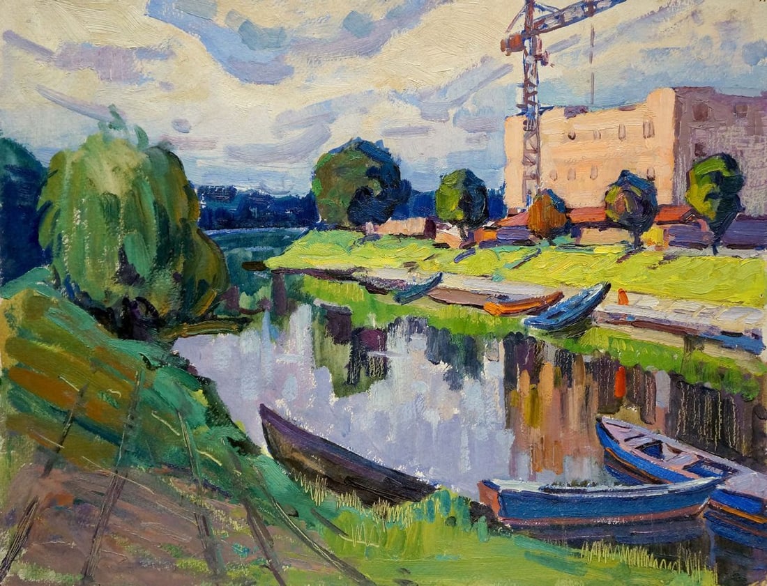 Oil painting By the river Ruban Grigory Savelievich: Title: Oil painting By the river Ruban Grigory Savelievich Description: NoVerns 601 *** ABOUT THIS PAINTING *** * TITLE: "By the river" * ARTISTS: Ruban Grigory Savelievich * SIZE: 46x59.5 cm/'18.11x2