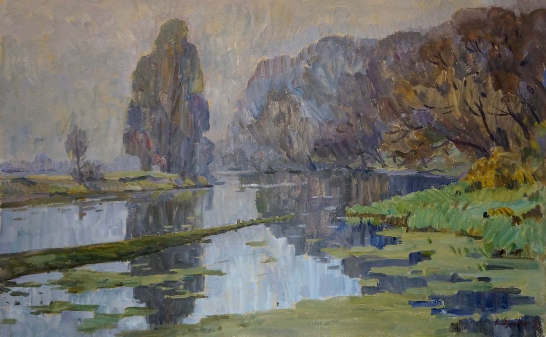 Oil painting Fog by the forest Dzyuban Ivan Feodosievich: Title: Oil painting Fog by the forest Dzyuban Ivan Feodosievich Description: NoVerns 677 *** ABOUT THIS PAINTING *** * TITLE: "Fog by the forest" * ARTISTS: Dzyuban Ivan Feodosievich * SIZE: 