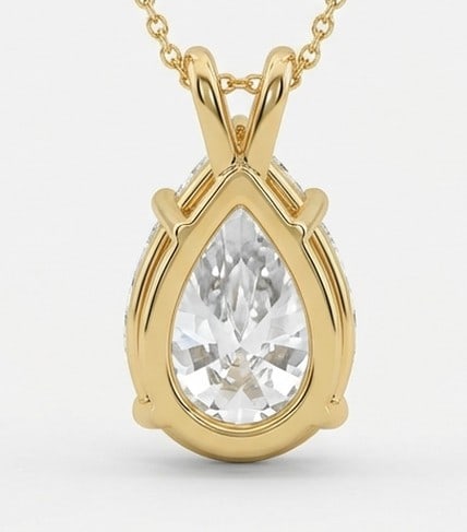 5 Ct Lab Grown Diamond Pear Shape Solitaire Pendant in 14K Yellow Gold - 2