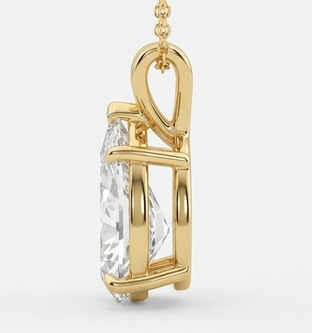 5 Ct Lab Grown Diamond Pear Shape Solitaire Pendant in 14K Yellow Gold - 4
