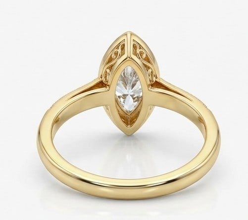 4 Ct Lab Grown Diamond Marquise Halo with Pave Band Ring in 14K Yellow Gold - 2