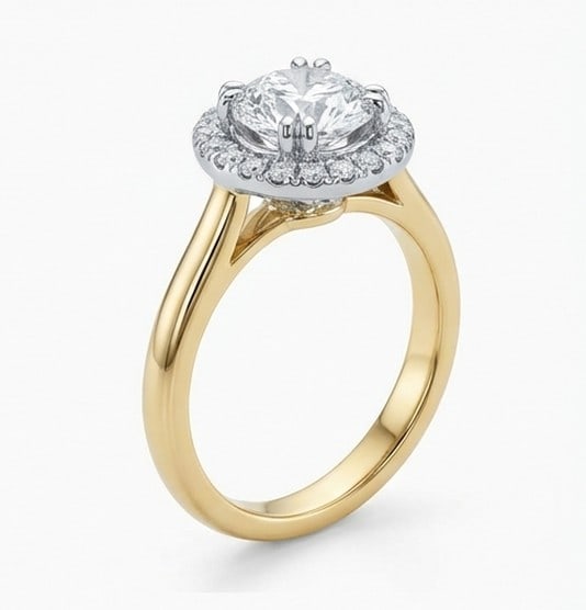 4 Ct Lab Grown Diamond Round Halo with Split Shank Ring in 14K Yellow Gold (1 of 3)