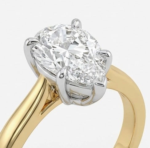 4 Ct Lab Grown Diamond Pear Shape Solitaire (White Gold Prongs) Ring in 14K Yellow Gold - 2