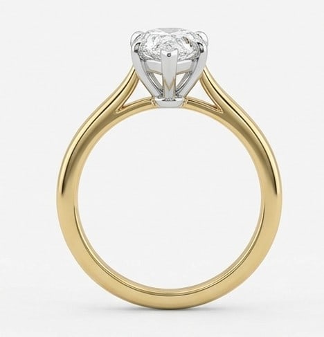 4 Ct Lab Grown Diamond Pear Shape Solitaire (White Gold Prongs) Ring in 14K Yellow Gold - 4