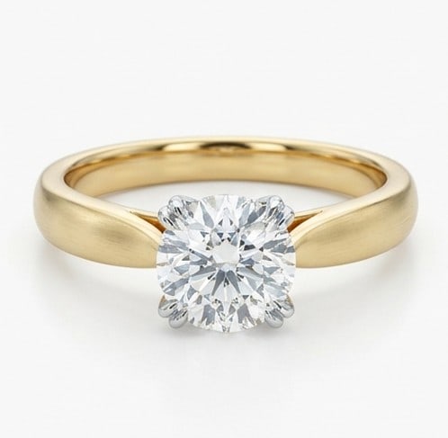 4 Ct Lab Grown Diamond Round Solitaire with White Gold Prongs Ring in 14K Yellow Gold (1 of 4)