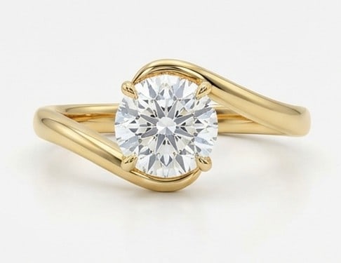 4 Ct Lab Grown Diamond Round Bypass Solitaire Ring in 14K Yellow Gold: Title: 4 Ct Lab Grown Diamond Round Bypass Solitaire Ring in 14K Yellow Gold Description: Stunning 4 carat lab grown diamond ring featuring a Round Bypass Solitaire design. The center stone is beautif