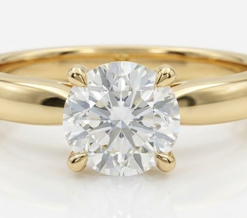 2 Ct Lab Grown Diamond Round Classic Solitaire Ring in 14K Yellow Gold - 2