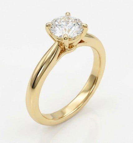 2 Ct Lab Grown Diamond Round Classic Solitaire Ring in 14K Yellow Gold - 3
