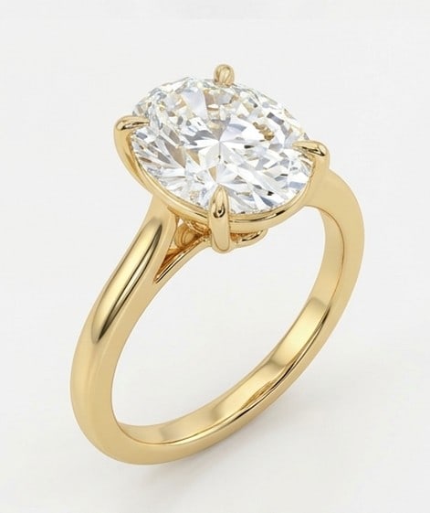 10 Ct Lab Grown Diamond Oval Classic Solitaire Ring in 14K Yellow Gold - 2