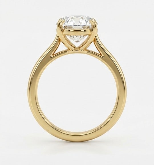 10 Ct Lab Grown Diamond Oval Classic Solitaire Ring in 14K Yellow Gold - 3