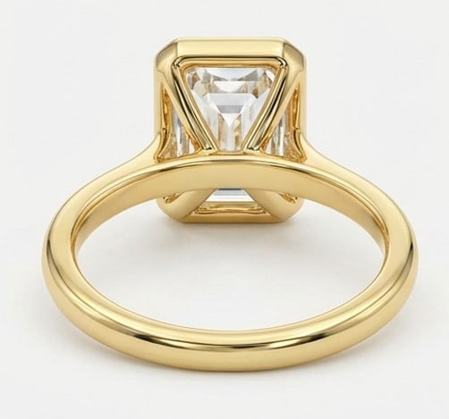 8 Ct Lab Grown Diamond Emerald Cut Bezel Solitaire Ring in 14K Yellow Gold - 3
