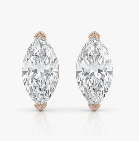 3 Ct Lab Grown Diamond Marquise Cut Tension Set Studs Ring in 14K Rose Gold - 3