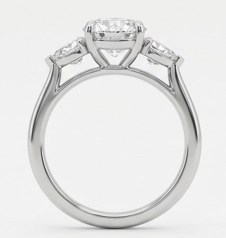 5 Ct Lab Grown Diamond Round Three-Stone with Pear Sides Ring in 14K White Gold - 3