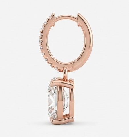 3 Ct Lab Grown Diamond Cushion Cut Halo Leverbacks Ring in 14K Rose Gold - 3