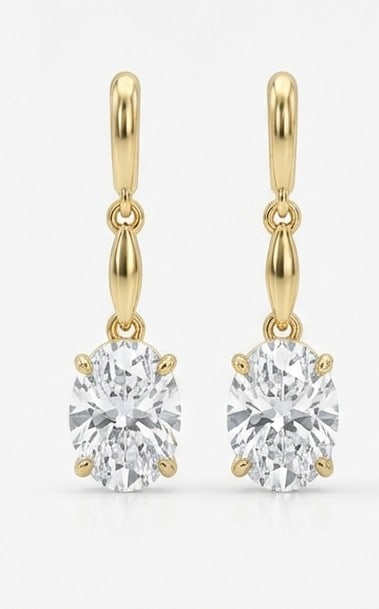 3 Ct Lab Grown Diamond Oval Shape Solitaire Drops Ring in 14K Yellow Gold (1 of 2)