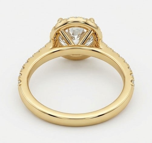 4 Ct Lab Grown Diamond Round Halo with Pave Band Ring in 14K Yellow Gold - 2