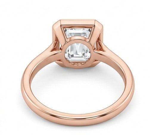 8 Ct Lab Grown Diamond Emerald Cut Bezel Set Solitaire Ring in 14K Rose Gold - 2