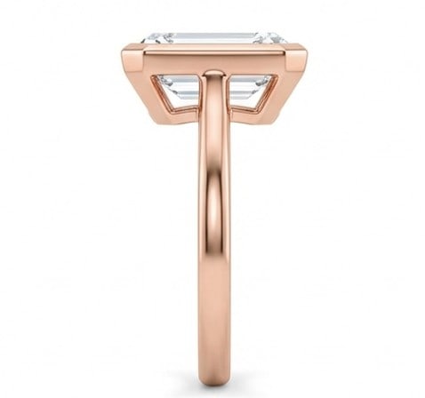 8 Ct Lab Grown Diamond Emerald Cut Bezel Set Solitaire Ring in 14K Rose Gold - 4