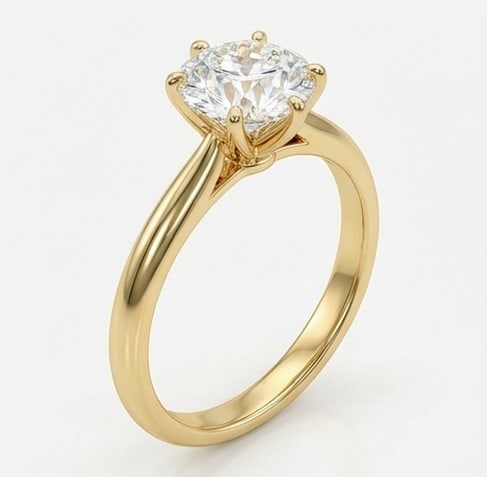 5 Ct Lab Grown Diamond Round Six-Prong Classic Solitaire Ring in 14K Yellow Gold - 2